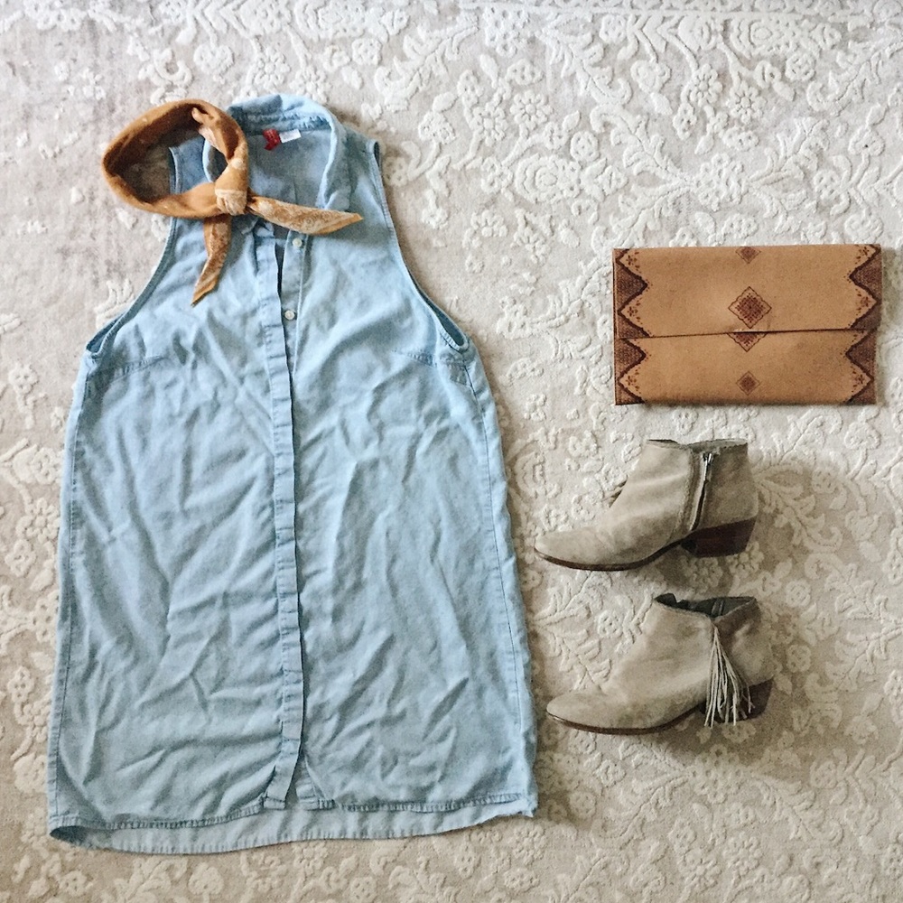 H&M denim button up dress